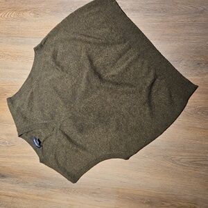 Lands End Mens Olive Green V-Neck Knit Sweater Vest XL Cashmere